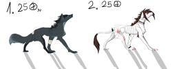 Size: 1805x720 | Tagged: safe, artist:grinu, oc, oc only, canine, mammal, wolf, feral, 2012, adoptable, ambiguous gender, ambiguous only, digital art, duo, duo ambiguous, simple background, white background