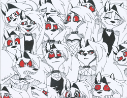 Size: 3302x2550 | Tagged: safe, artist:dubstails, loona (vivzmind), canine, fictional species, hellhound, mammal, anthro, hazbin hotel, helluva boss, doodle, drawing, fanart, female, sketch, solo, solo female, traditional art