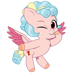 Size: 1200x1200 | Tagged: safe, artist:prixy05, cozy glow (mlp), equine, fictional species, mammal, pegasus, pony, friendship is magic, hasbro, my little pony, my little pony g5, spoiler:my little pony g5, bow, female, filly, foal, g4, g4 to g5, generation leap, mare, my little pony: tell your tale, one eye closed, simple background, solo, solo female, spread wings, tail, tail bow, tell your tale accurate, transparent background, vector, wings, winking, young