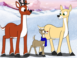 Size: 4000x3000 | Tagged: safe, artist:ledorean, oc, oc:janice (ledorean), cervid, deer, mammal, reindeer, donner, edith, female, grandfather, grandfather and granddaughter, grandmother, grandmother and granddaughter, grandparents, husband, husband and wife, male, rudolph the red nosed reindeer (tv special), wife