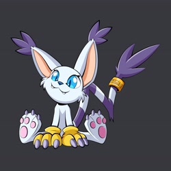 Size: 4096x4096 | Tagged: safe, artist:kaos, fictional species, gatomon, digimon, gray background, simple background, solo