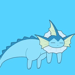 Size: 720x714 | Tagged: source needed, safe, artist:tontaro, eeveelution, fictional species, mammal, vaporeon, feral, nintendo, pokémon, 2022, ambiguous gender, behaving like a fish, digital art, ears, eyes closed, fins, fur, simple background, solo, solo ambiguous, tail, unamused, underwater, water
