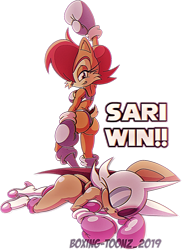 Size: 874x1200 | Tagged: suggestive, artist:boxing-toonz, princess sally acorn (sonic), rouge the bat (sonic), bat, chipmunk, mammal, rodent, anthro, archie sonic the hedgehog, sega, sonic the hedgehog (series), boxing, boxing gloves, breasts, butt, clothes, defeated, duo, female, fighting, gloves, knocked out, knockout, panties, simple background, sleeping, smirk, sports bra, sports panties, thing, topwear, transparent background, unconscious, underwear, watermark