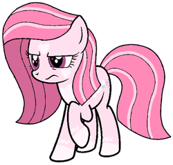 Size: 524x500 | Tagged: safe, artist:noi kincade, oc, oc only, oc:annisa trihapsari, earth pony, equine, fictional species, mammal, pony, feral, friendship is magic, hasbro, my little pony, female, hair, heart, heart eyes, long mane, mane, mare, pink body, pink eyes, pink hair, pink mane, redesign, simple background, smiling, smirk, solo, solo female, transparent background, wingding eyes