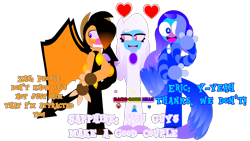 Size: 3840x2160 | Tagged: safe, artist:rachi-rodehills, oc, oc only, oc x oc, oc:eric (rachi-rodehills), oc:sapphire (rachi-rodehills), oc:zan (rachi-rodehills), anthro, blushing, group, heart, high res, holiday, male, male/male, mythical memories, mythical memories-series 1, shipping, simple background, transparent background, trio, valentine's day