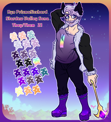 Size: 3500x3850 | Tagged: safe, artist:queerstalline-void, oc, human, mammal, artwork, drawing, illustration, painting, profile, reference, reference sheet, side view, stardew valley