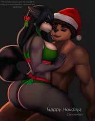 Size: 1595x2048 | Tagged: safe, artist:aozee, oc, oc only, bear, mammal, procyonid, raccoon, anthro, 2022, anthro/anthro, bedroom eyes, black nose, blushing, breasts, butt, clothes, commission, digital art, duo, duo male and female, ears, eyelashes, eyes closed, female, fur, hair, male, male/female, rear view, sideboob, sports bra, sports panties, tail, topwear, wide hips