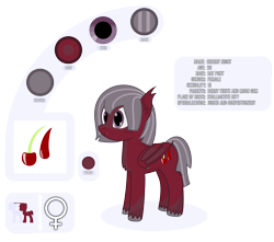 Size: 4213x3719 | Tagged: safe, artist:mrkm, oc, oc only, oc:cherry night, bat pony, equine, fictional species, mammal, pony, feral, friendship is magic, hasbro, my little pony, 2023, bat wings, cherry, cutie mark, ear fluff, fangs, female, female symbol, fluff, folded wings, food, fruit, full body, gender symbol, high res, hooves, mare, reference sheet, sharp teeth, simple background, size comparison, smiling, solo, solo female, teeth, transparent background, unshorn fetlocks, webbed wings, wings