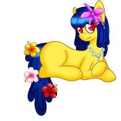Size: 1280x1280 | Tagged: safe, artist:ask-ponyvenezuela, oc, oc only, oc:venezuela, equine, mammal, pony, feral, friendship is magic, hasbro, my little pony, 2023, female, flower, flower in hair, hair, hair accessory, nation ponies, plant, ponified, simple background, sitting, smiling, solo, solo female, transparent background, venezuela