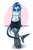 Size: 1526x2314 | Tagged: safe, artist:ambris, oc, oc only, oc:erika (ambris), fish, shark, anthro, digitigrade anthro, 2018, bottomwear, clothes, digital art, ear piercing, ears, eyelashes, female, fins, fish tail, hair, leaning back, piercing, pose, scales, shark tail, sharp teeth, shirt, shorts, simple background, solo, solo female, tail, teeth, thighs, topwear, wide hips