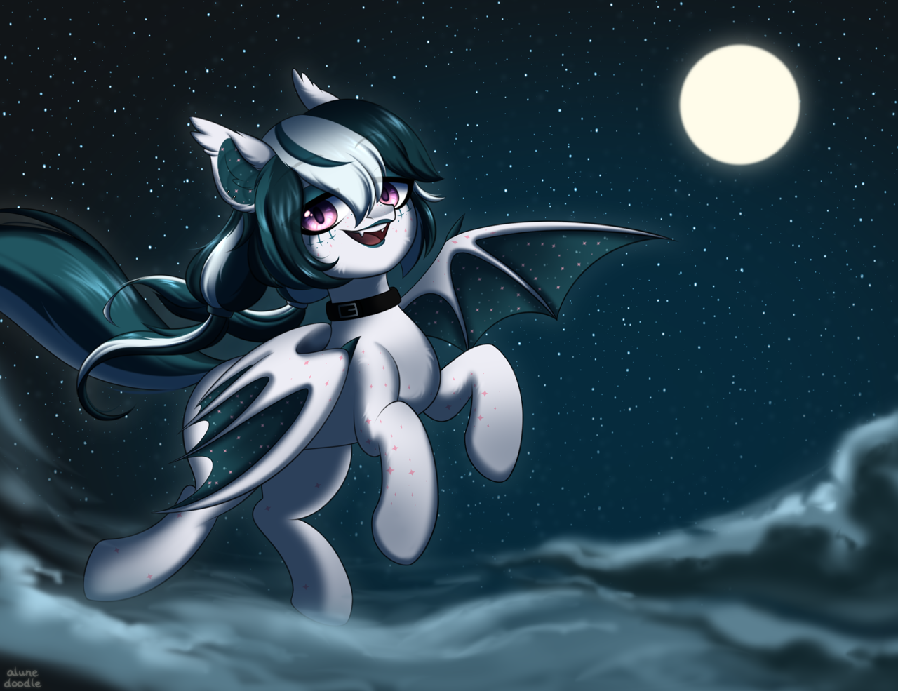 Sharp Mlp #230161 - safe, artist:alunedoodle, oc, oc only, oc:velvet lights, bat ...