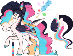 Size: 900x699 | Tagged: safe, artist:velnyx, oc, oc only, oc:konpeito, equine, fictional species, mammal, pegasus, pony, feral, friendship is magic, hasbro, my little pony, 2023, colored wings, feathered wings, feathers, female, hair, magical lesbian spawn, mare, multicolored hair, multicolored mane, multicolored tail, multicolored wings, offspring, parent:pinkie pie (mlp), parent:rainbow dash (mlp), parents:pinkiedash (mlp), simple background, solo, solo female, tail, transparent background, wings