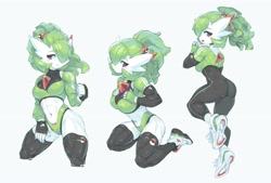 Size: 3500x2359 | Tagged: safe, artist:tysontanx, fictional species, gardevoir, anthro, nintendo, pokémon, abs, biceps, bodysuit, breasts, butt, clothes, female, muscles, muscular female, quadriceps, solo, solo female, sports panties, thunder thighs, tight clothing, workout clothes