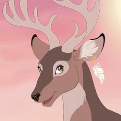 Size: 300x300 | Tagged: artist needed, safe, cervid, deer, mammal, 2d, jpg, looking left, open mouth, pink background, simple background, solo, yellow eyes