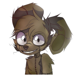 Size: 3072x3072 | Tagged: artist needed, source needed, safe, plushtrap (fnaf), lagomorph, mammal, rabbit, five nights at freddy's, arm fluff, ear fluff, fluff, green body, gritted teeth, looking at you, male, simple background, solo, solo male, stitches, teeth, transparent background