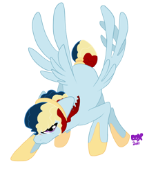Size: 600x705 | Tagged: safe, artist:pandadox, oc, oc only, equine, fictional species, mammal, pegasus, pony, feral, friendship is magic, hasbro, my little pony, 2011, face down ass up, feathered wings, feathers, hoof shoes, jewelry, male, ring, scar, simple background, solo, solo male, stallion, tail, tail jewelry, tail ring, transparent background, wings