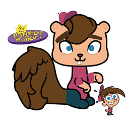Size: 894x894 | Tagged: artist needed, safe, timmy turner (the fairly oddparents), mammal, rodent, squirrel, semi-anthro, nickelodeon, the fairly oddparents, furrified, male, solo, solo male, spanish text, text