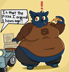 Size: 1884x1955 | Tagged: suggestive, artist:belllovesbelly, mae borowski (nitw), cat, feline, mammal, anthro, night in the woods, fat, female, obese, weight gain