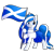 Size: 2500x2500 | Tagged: safe, artist:northernlightsone, oc, oc only, oc:balmoral, equine, fictional species, mammal, pony, unicorn, clothes, female, flag, grin, high res, horn, kilt, mare, raised flag, scotland, simple background, smiling, solo, sweater, topwear, transparent background, united kingdom
