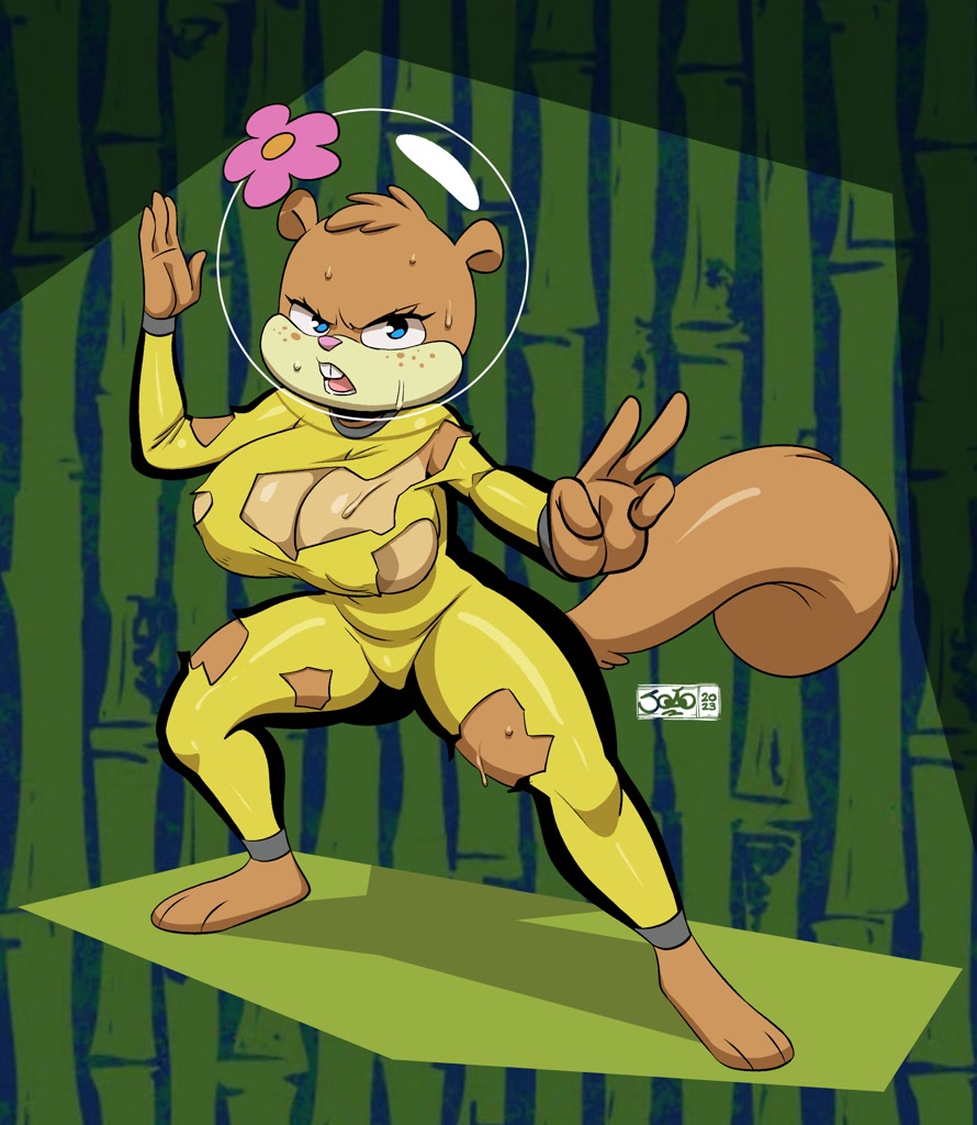 suggestive, artist:joaoppereiraus, sandy cheeks (spongebob), gray squirrel,...