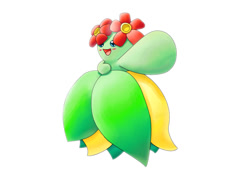 Size: 800x600 | Tagged: safe, artist:nobumash, bellossom, fictional species, nintendo, pokémon, 2011, ambiguous gender, blush sticker, flower, open mouth, open smile, plant, pointing at you, simple background, smiling, solo, solo ambiguous, white background