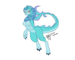 Size: 2000x1600 | Tagged: suggestive, artist:taka studio, sisu (raya and the last dragon), dragon, eastern dragon, fictional species, anthro, digitigrade anthro, disney, raya and the last dragon, 2023, breasts, commission, digital art, dragoness, ears, eyelashes, featureless breasts, featureless crotch, female, scales, solo, solo female, tail, thighs, wide hips
