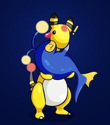 Size: 700x800 | Tagged: safe, artist:pinnipip, ampharos, anglerfish, bovid, caprine, fictional species, fish, lanturn, mammal, sheep, anthro, feral, nintendo, pokémon, anthro/feral, blushing, carrying, carrying another, cheek kiss, duo, duo male, exclamation point, eyes closed, glowing, glowing tail, head gem, heart, love heart, male, males only, surprised, tail