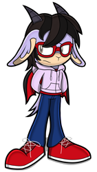 Size: 1080x1920 | Tagged: safe, artist:toyminator900, bovid, goat, mammal, anthro, brendon urie, panic! at the disco, sega, sonic the hedgehog (series), bottomwear, brown eyes, brown hair, clothes, frowning, glasses, hair, hoodie, horns, jeans, lavender body, male, pants, shirt, shoes, simple background, solo, solo male, sonicified, topwear, transparent background, undershirt, webbed wings, wings