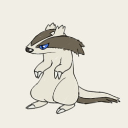 Size: 500x500 | Tagged: safe, artist:pinnipip, fictional species, linoone, mammal, feral, nintendo, pokémon, 1:1, ambiguous gender, bipedal, blue sclera, claws, colored sclera, drawn from memory, low res, simple background, sketch, solo, solo ambiguous, tail, toe claws, toes, white background
