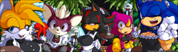 Size: 1180x350 | Tagged: suggestive, chip (sonic), espio the chameleon (sonic), miles "tails" prower (sonic), shadow the hedgehog (sonic), silver the hedgehog (sonic), sonic the hedgehog (sonic), ambiguous species, canine, chameleon, fictional species, fox, hedgehog, lizard, mammal, red fox, reptile, wisp, anthro, semi-anthro, sega, sonic colors, sonic the hedgehog (series), sonic unleashed, breasts, clothes, female, females only, group, maid outfit, rule 63, tropical