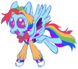 Size: 924x821 | Tagged: safe, artist:webkinzworldz, rainbow dash (mlp), equine, fictional species, mammal, pegasus, pony, feral, friendship is magic, hasbro, my little pony, 2021, asexual, asexual pride flag, blue body, feathered wings, feathers, female, flag, hair, mane, mare, pride, pride flag, rainbow hair, rainbow mane, rainbow tail, simple background, snowdash (mlp), solo, solo female, starry eyes, tail, white background, wingding eyes, wings