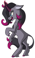 Size: 1280x2150 | Tagged: safe, artist:marshmarlowe, oleander (tfh), classical unicorn, equine, fictional species, unicorn, feral, them's fightin' herds, 2023, bipedal, butt, cloven hooves, female, hooves, leonine tail, magic, open mouth, rearing, simple background, solo, solo female, tail, transparent background, unshorn fetlocks