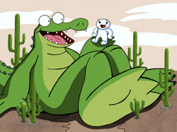Size: 2217x1662 | Tagged: safe, artist:yingcartoonman, alligator, crocodilian, reptile, anthro, macro, male, max (oddballs), oddballs (series)