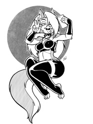 Size: 600x800 | Tagged: safe, artist:gallystudio, loona (vivzmind), canine, fictional species, hellhound, mammal, anthro, digitigrade anthro, hazbin hotel, helluva boss, bedroom eyes, big breasts, big butt, braless, breasts, butt, cell phone, claws, cleavage, clothes, cute, cute little fangs, ear piercing, earring, fangs, feet, female, gesture, hair, hair over one eye, legwear, open mouth, open smile, phone, piercing, selfie, sitting, smartphone, smiling, solo, solo female, teeth, thick thighs, thighs, toe claws, toeless legwear, toes, tongue, tongue out, tongue piercing, v sign, wide hips