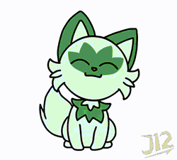 Size: 1000x900 | Tagged: safe, artist:thejege12, fictional species, sprigatito, feral, nintendo, pokémon, spoiler:pokémon gen 9, spoiler:pokémon scarlet and violet, 2d, 2d animation, animated, cute, dancing, eyes closed, gif, happy, simple background, smiling, starter pokémon, white background