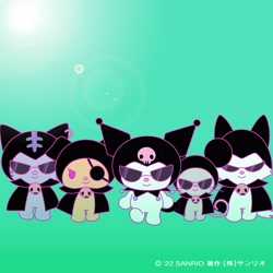 Size: 4096x4096 | Tagged: safe, artist:kuromi_project, official art, chumi (sanrio), konmi (sanrio), kuromi (sanrio), my melody (sanrio), nyanmi (sanrio), wanmi (sanrio), canine, cat, dog, feline, fox, mammal, mouse, rodent, sanrio, 1:1, absurd resolution, kuromi's 5