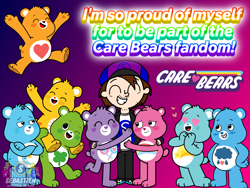 Size: 4000x3000 | Tagged: safe, artist:mrstheartist, bedtime bear (care bears), cheer bear (care bears), funshine bear (care bears), good luck bear (care bears), grumpy bear (care bears), share bear (care bears), oc, oc:mr.s, bear, fictional species, human, mammal, semi-anthro, care bears, care bears: unlock the magic, beard, bedroom eyes, belly badges, black outline, black pants, black shoes, blue nose, brown hair, candy, cap, care bear, colored tongue, countershade torso, countershading, cute, diamond blush, digital art, ears, eyelids, eyes, eyes closed, facial hair, female, food, front view, fur, gradient background, green body, green fur, green hair, hair, hand, hands, happy, hat, headwear, heart, heart blush, heart eyes, heart nose, heart paw pads, high res, hug, jumping, light blue body, light skin, logo, lollipop, looking at you, looking left, looking up, male, medibang paint, moon, mouth, nose, open mouth, open smile, orange body, orange fur, orange heart, paw pads, paws, pink, pink background, pink body, pink fur, pose, proud, purple, purple background, purple blush, purple body, purple fur, rain, rainbow, rainbow text, red heart, red tongue, show accurate, simple background, small ears, smiling, standing, star, star blush, stylized, tail, tenderheart bear (care bears), text, tongue, wall of tags, white countershading, white inner ear, white snout, white text, wingding eyes, wish bear (care bears), yellow body, yellow fur