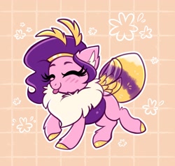 Size: 2048x1950 | Tagged: safe, artist:confetticakez, pipp petals (mlp), arthropod, bee, equine, fictional species, insect, mammal, pony, hasbro, my little pony, my little pony g5, spoiler:my little pony g5, :p, abstract background, bee pony, bumblebee, tongue, tongue out