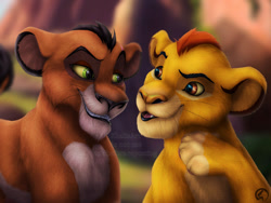 Size: 1280x960 | Tagged: safe, artist:khaliaart, mufasa (the lion king), scar (the lion king), big cat, feline, lion, mammal, feral, disney, the lion king, brother, brothers, cub, duo, duo male, male, males only, siblings