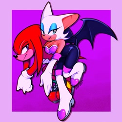 Size: 2048x2048 | Tagged: safe, artist:01lev04, knuckles the echidna (sonic), rouge the bat (sonic), bat, echidna, mammal, monotreme, sega, sonic the hedgehog (series), duo, female, male