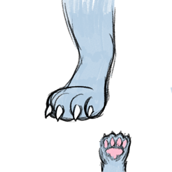 Size: 500x500 | Tagged: safe, artist:skydreams, oc, oc:keti krumas, alien, cat, feline, fictional species, mammal, sylkan, ambiguous form, 1:1, blue body, blue fur, claws, female, fur, low res, paw pads, paws, pink paw pads, sketch, solo, solo female, toe bean