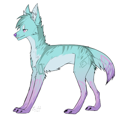 Size: 3289x3041 | Tagged: safe, artist:dethscript, oc, oc only, canine, mammal, feral, 2016, ambiguous gender, commission, cyan fur, simple background, solo, solo ambiguous, transparent background
