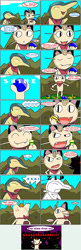 Size: 600x1851 | Tagged: safe, artist:the-great-b-man, oc, oc:b-man, oc:ty, cyndaquil, fictional species, kecleon, mammal, meowth, nintendo, pokémon, pokémon mystery dungeon, 2006, accidental thievery, ambiguous gender, angry, comic, comic strip, dialogue, group, male, onomatopoeia, outdoors, pokémon mystery dungeon: rescue team, protein, reviver seed, starter pokémon, talking, text, thief, this will end in pain, trawl orb, unamused