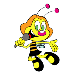 Size: 894x894 | Tagged: safe, artist:fbcf828, arthropod, bee, insect, semi-anthro, female, microphone, simple background, solo, solo female, transparent background, zuzubalândia