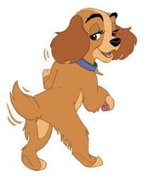 Size: 920x1073 | Tagged: safe, artist:wugi, annette (lady and the tramp), canine, cocker spaniel, dog, mammal, spaniel, feral, disney, lady and the tramp, 2d, female, paw pads, paws, puppy, solo, solo female, tail, tail wag, young