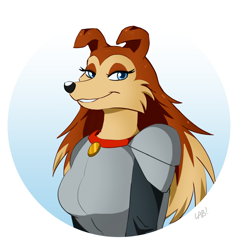 Size: 700x732 | Tagged: safe, artist:vesiel, colleen (road rovers), canine, collie, dog, mammal, rough collie, anthro, road rovers, warner brothers, female, solo, solo female
