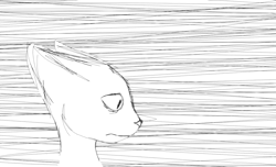 Size: 1261x766 | Tagged: safe, anonymous artist, cat, feline, mammal, anthro, ambiguous gender, black and white, grayscale, monochrome, side view, sketch, solo