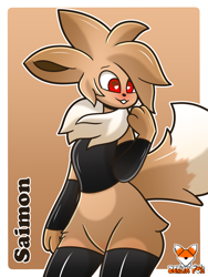 Size: 1500x2000 | Tagged: safe, artist:zerlix_fox, eevee, eeveelution, fictional species, mammal, anthro, nintendo, pokémon, 2022, anthrofied, belly button, clothes, crop top, digital art, ears, featureless crotch, femboy, fluff, hair, heart, heart eyes, male, neck fluff, pose, shirt, solo, solo male, stomach, thighs, topwear, wingding eyes