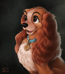 Size: 1920x2170 | Tagged: safe, artist:quinnie berning, lady (lady and the tramp), canine, cocker spaniel, dog, mammal, spaniel, feral, disney, lady and the tramp, female, solo, solo female