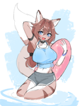 Size: 644x854 | Tagged: safe, artist:scribbledmoon, oc, oc only, canine, dog, mammal, anthro, adorasexy, clothes, cute, female, kemono, sexy, solo, swimsuit